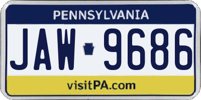 PA license plate JAW9686