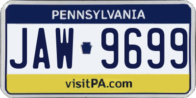PA license plate JAW9699