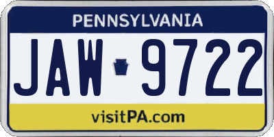 PA license plate JAW9722