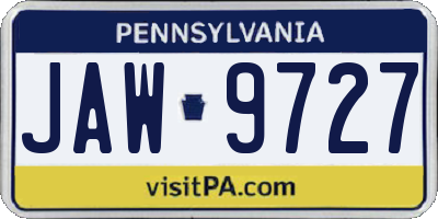 PA license plate JAW9727