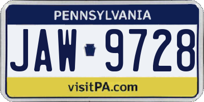 PA license plate JAW9728
