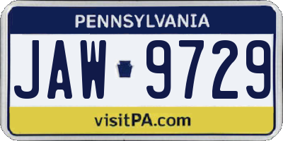 PA license plate JAW9729