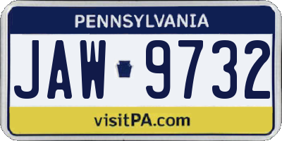 PA license plate JAW9732