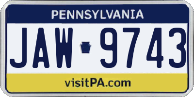 PA license plate JAW9743