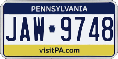 PA license plate JAW9748