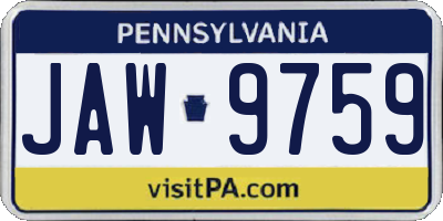 PA license plate JAW9759