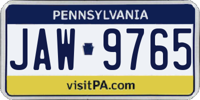 PA license plate JAW9765