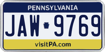 PA license plate JAW9769
