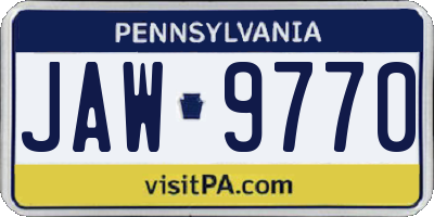 PA license plate JAW9770