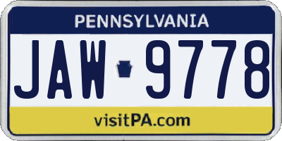 PA license plate JAW9778