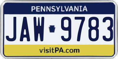 PA license plate JAW9783