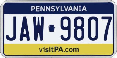 PA license plate JAW9807