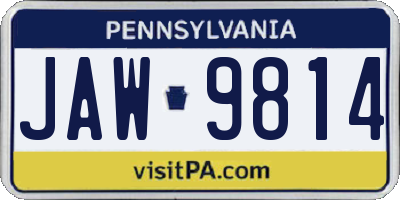 PA license plate JAW9814