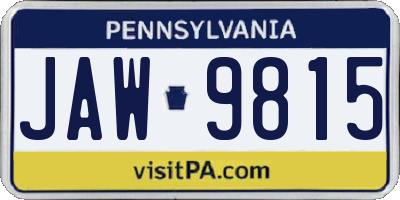 PA license plate JAW9815