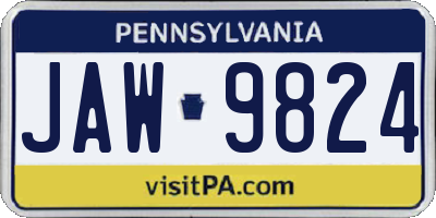 PA license plate JAW9824