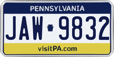 PA license plate JAW9832