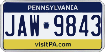 PA license plate JAW9843