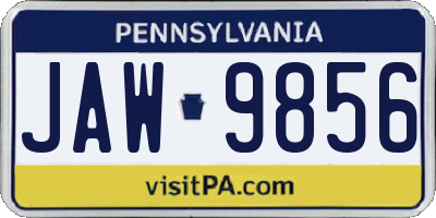 PA license plate JAW9856