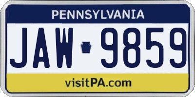 PA license plate JAW9859