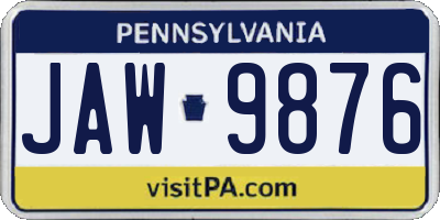 PA license plate JAW9876