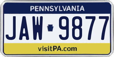 PA license plate JAW9877
