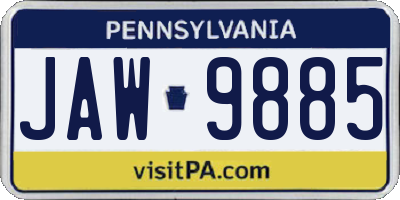 PA license plate JAW9885