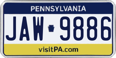 PA license plate JAW9886