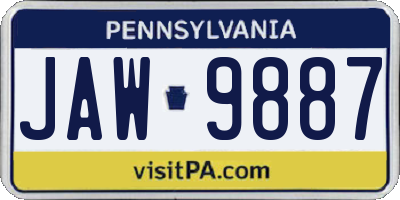 PA license plate JAW9887