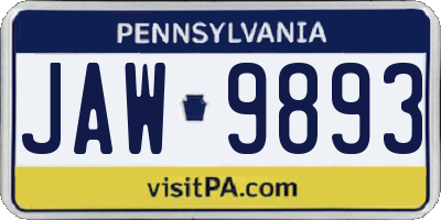 PA license plate JAW9893