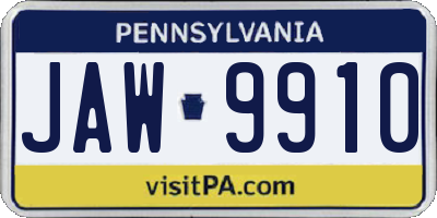 PA license plate JAW9910