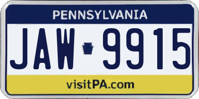 PA license plate JAW9915