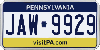 PA license plate JAW9929