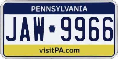 PA license plate JAW9966