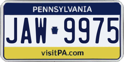 PA license plate JAW9975