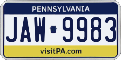 PA license plate JAW9983