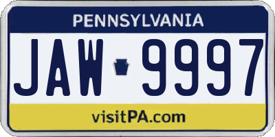 PA license plate JAW9997