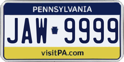 PA license plate JAW9999