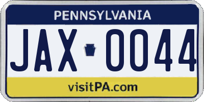 PA license plate JAX0044
