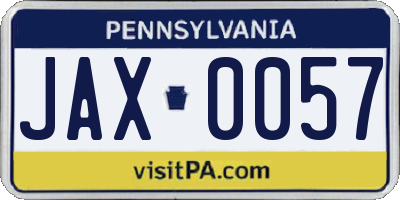 PA license plate JAX0057