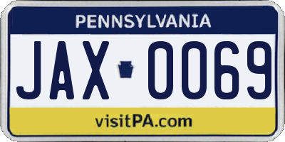 PA license plate JAX0069