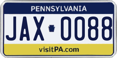 PA license plate JAX0088