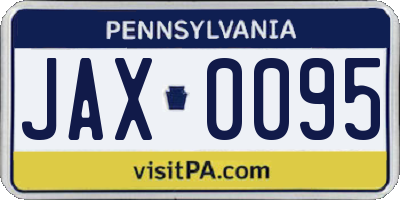 PA license plate JAX0095