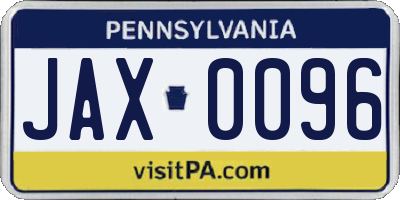 PA license plate JAX0096