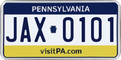PA license plate JAX0101