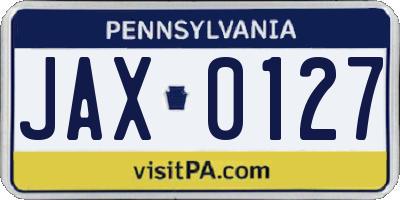 PA license plate JAX0127