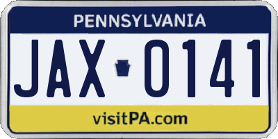 PA license plate JAX0141
