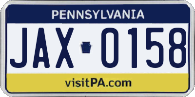 PA license plate JAX0158
