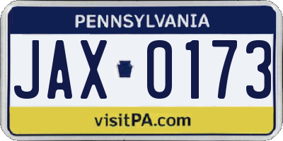 PA license plate JAX0173