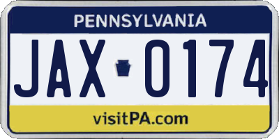 PA license plate JAX0174