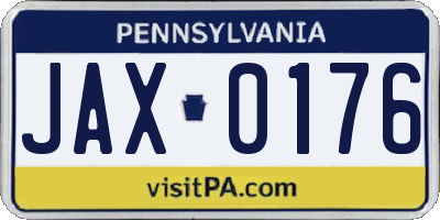 PA license plate JAX0176